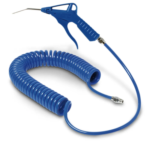 Spiral hose & blowgun kit, 5 x 8mm x 4m service length, 1/4" BSPM s/line end