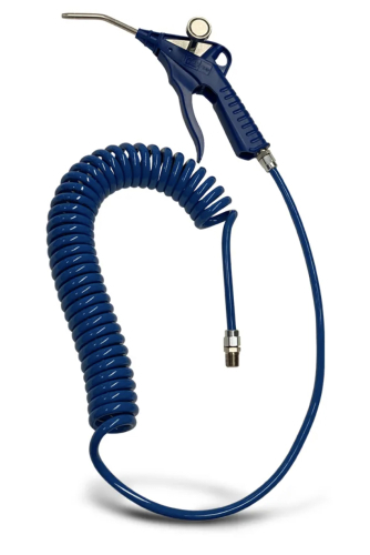 Spiral hose & blowgun kit, 6.5 x 10mm x 4m service length, 1/4" BSPM s/line with side magnet