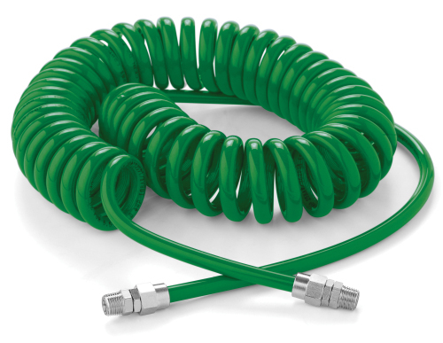 Spiral hose, breathing air, anti-spark, 6.5 x 10mm x 4m with 1/4" BSPM ends