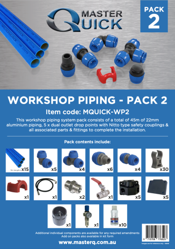 MASTERQuick Workshop piping pack. 45m x 22mm pipe, 5 x dual outlet, 315 series Nitto eSafe