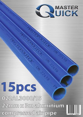 MQ Compressed Air Pipe Aluminium Blue 22mm x 3m, 15pcs (packaged in cardboard tube)