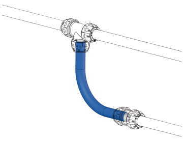 MQ Compressed Air Pipe Aluminium Blue, preformed bend, 90deg, 22mm