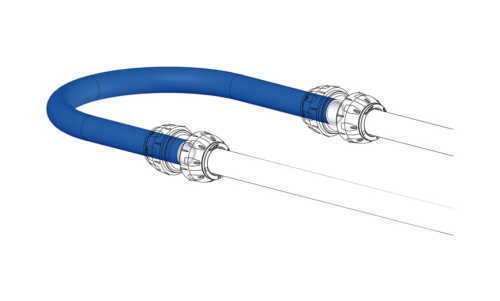 MQ Compressed Air Pipe Aluminium Blue, preformed bend, 180deg, 22mm