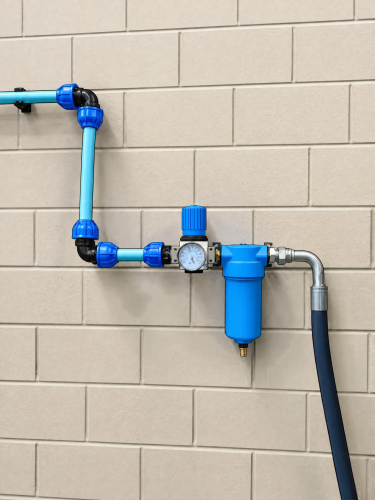 Pipe Installation with Wall Mounted Filter