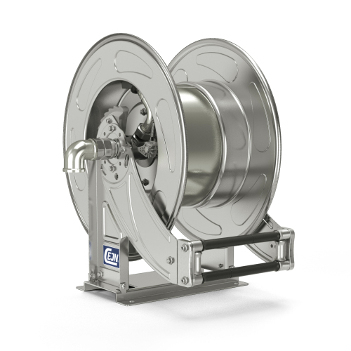 Hose reel, open 304SS, Maxi Reel, 17.5" Diameter, Hoseless, (20m) G 1" M - 3/4" Hose Barb (FDA)